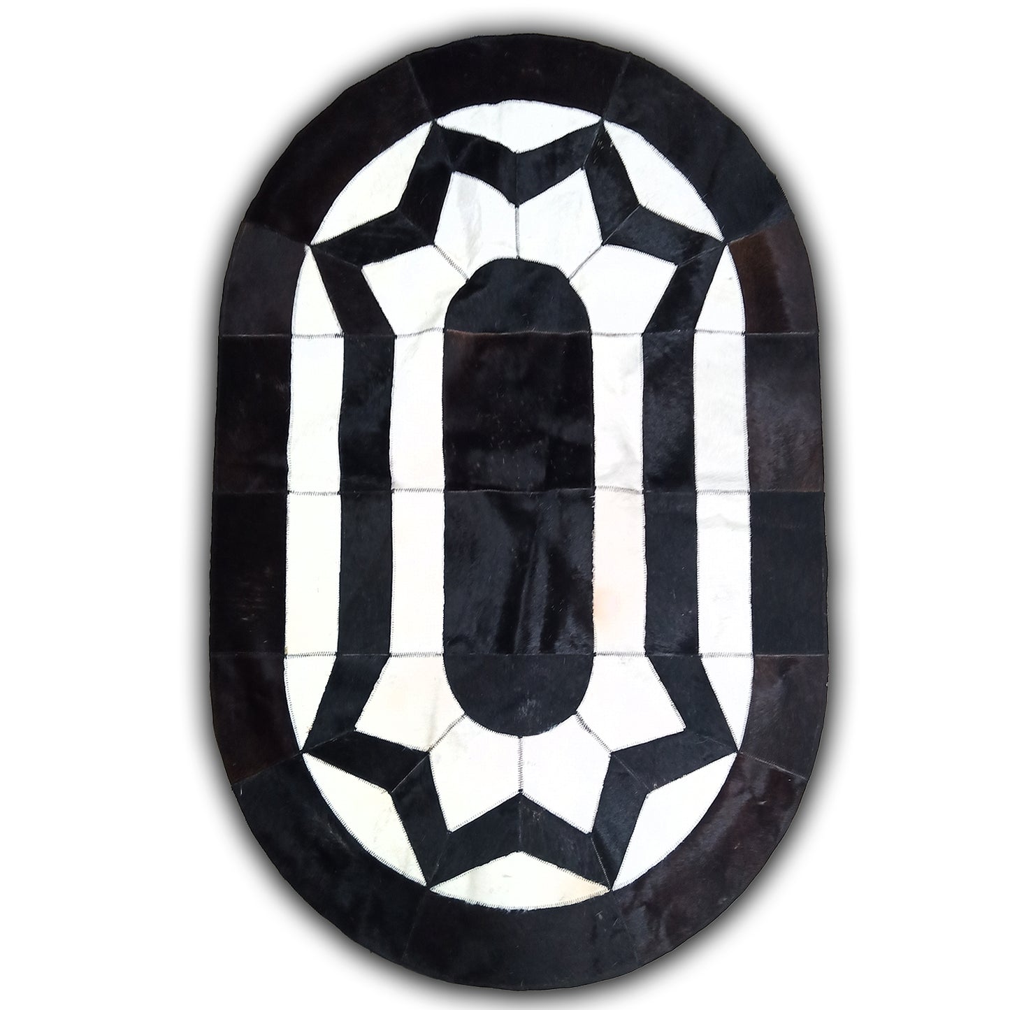 Kuhfell / Rinderfell Teppich "Patchwork oval" ca. 100 x 150 cm