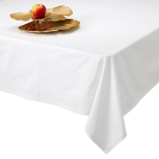 Tischdecke aus 100% Baumwolle, beste Qualität in modernem Design, fur jeden Anlass, faltenfreies Fallen (140 x 180 cm / 140 x 220 cm, weiss)