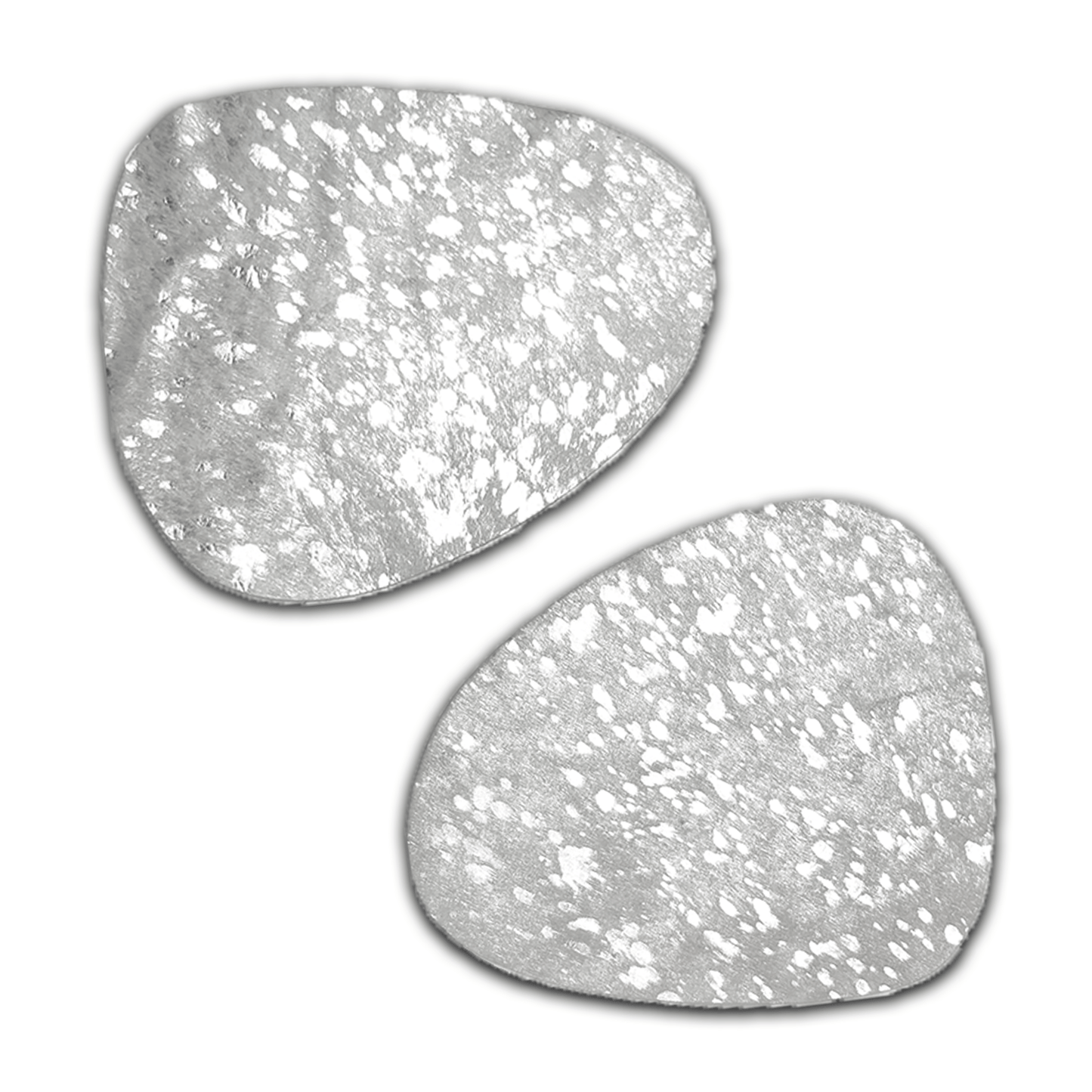 Echtes Kuhfell 2er - Platzset "Die glänzende Schönheit" Tischset handgefertigt geruchsneutral Esstisch, oval silber metallic sparkle 40x32cm - unendlich - schoen
