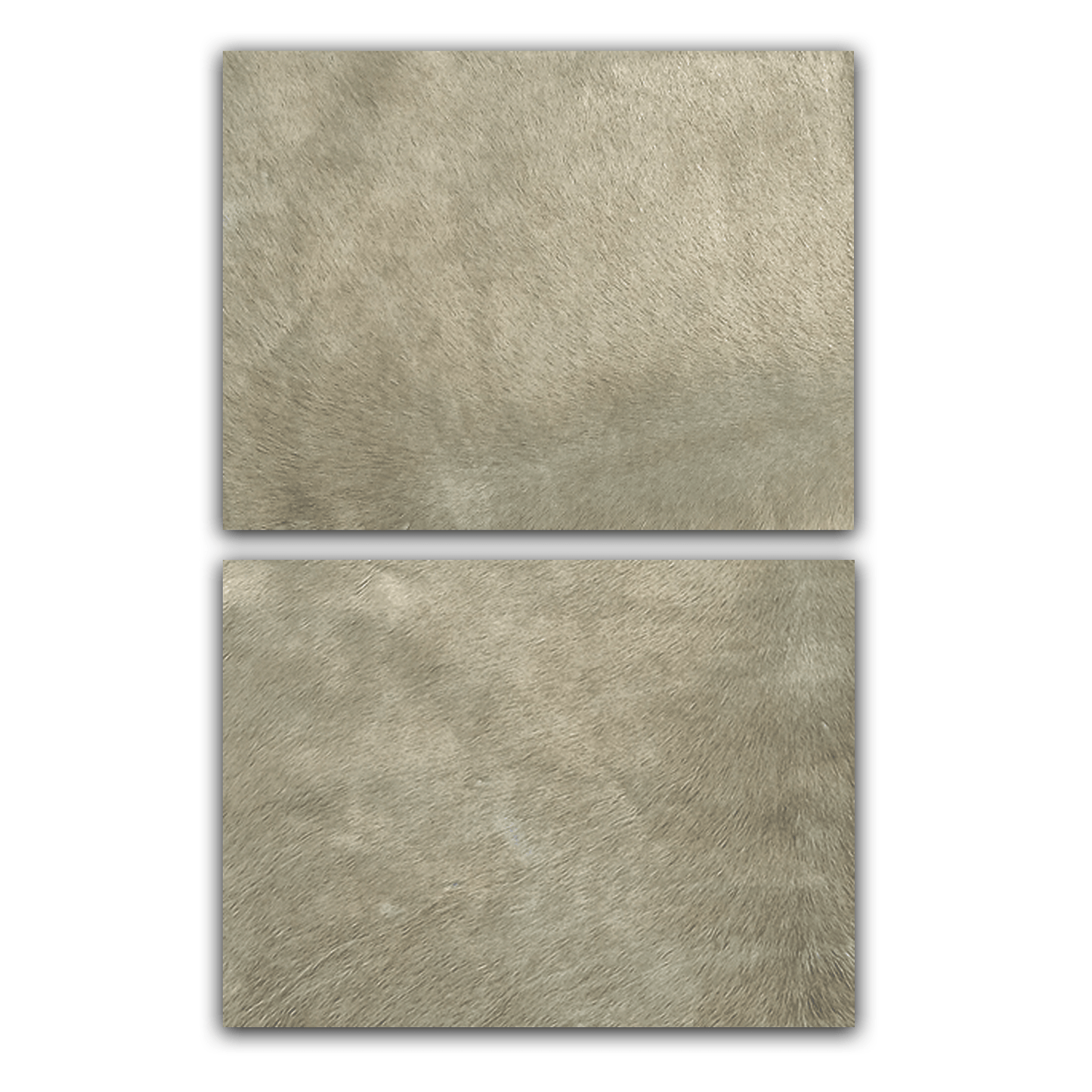 Echtes Kuhfell 2er - Platzset "Die moderne Schönheit" Tischset handgefertigt geruchsneutral Esstisch, modern taupe grau 40x30cm - unendlich - schoen