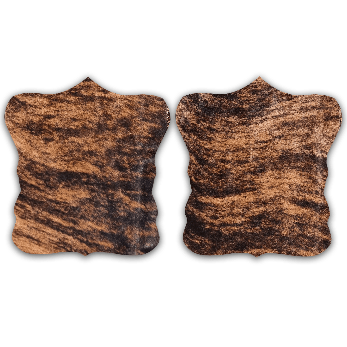 Echtes Kuhfell 2er - Platzset Platzsets "Die exotische Schönheit" abwaschbar, Handmade in Germany, Tischset ist natürlich rutschfest, Deko Telleruntersetzer Esstisch Wohnzimmer, rustikal braun gestromt, getigert 40x38cm - unendlich - schoen
