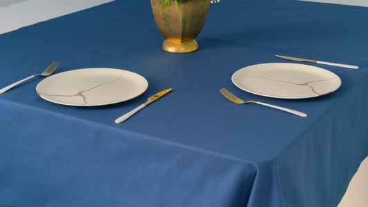 Tischdecke aus 100% Baumwolle, beste Qualität in modernem Design, Tischtuch  Maritim-Hanseatischer Look, faltenfreies Fallen (140 x 180 cm / 140 x 220 cm, blau)