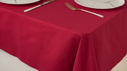 Tischdecke aus 100% Baumwolle, beste Qualität in modernem Design, Tischtuch fällt faltenfrei, Weihnachten, ideale Wohnzimmer-Deko (140 x 180 cm / 140 x 220 cm, rot)