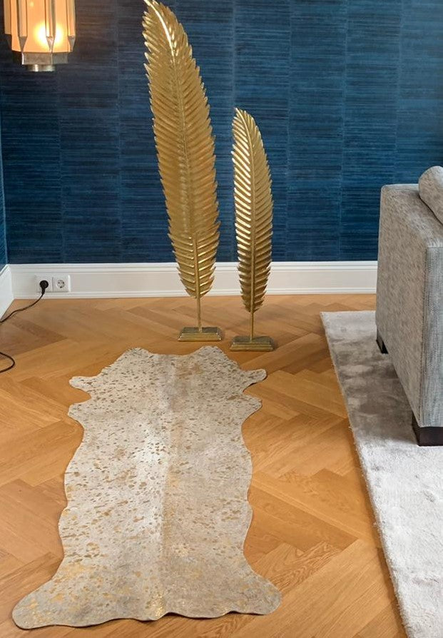 Kuhfell gold sparkle Dekoidee Esstisch