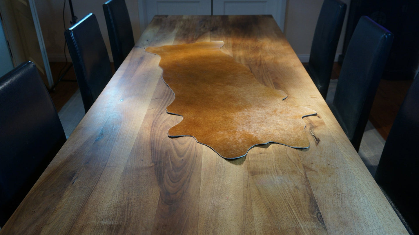 Echter Kuhfell Teppich klein "Die nordische Schönheit" Läufer für Wohnzimmer Flur Eingangsbereich, Rinderfell für kleinere Flächen, rustikal champagner blond 160x70cm / 120x55cm - unendlich - schoen