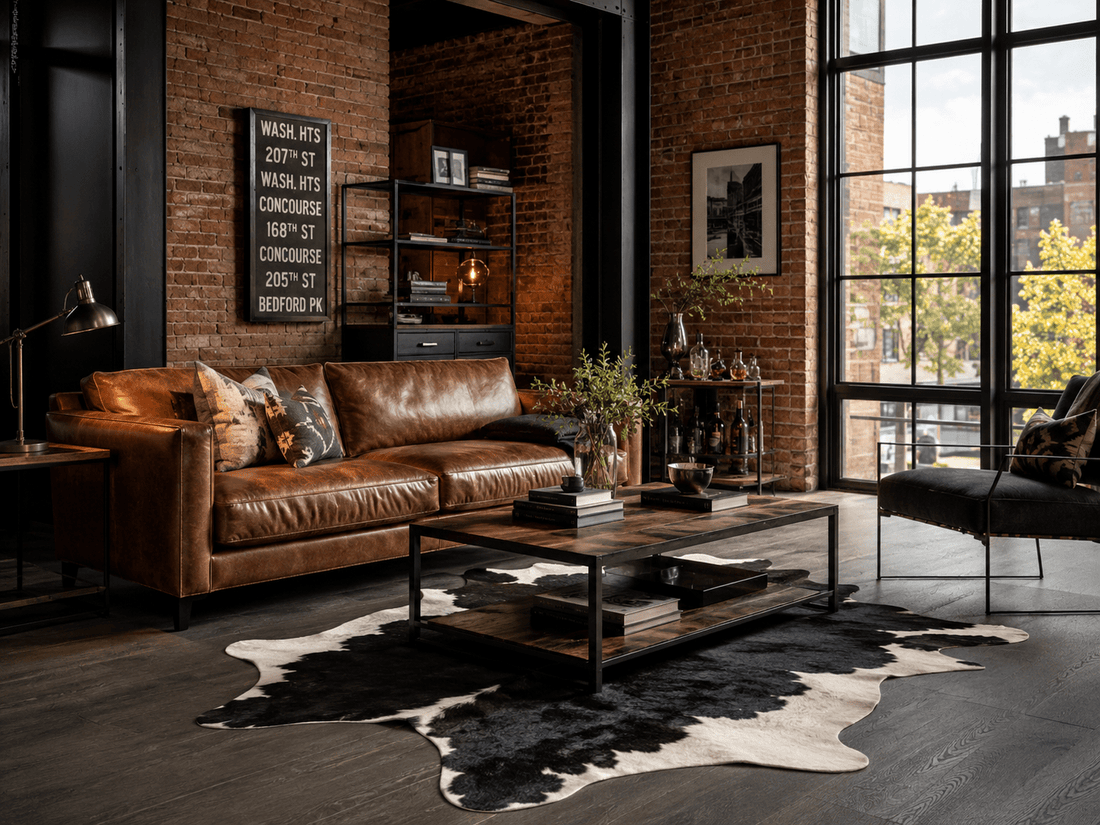 Kuhfell im Industrial Style - unendlich-schoen - Echte Kuhfelle, Platzsets & Tischläufer