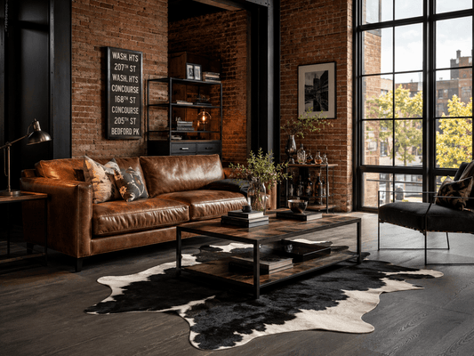 Kuhfell im Industrial Style - unendlich-schoen - Echte Kuhfelle, Platzsets & Tischläufer