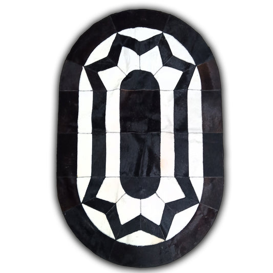 Kuhfell / Rinderfell Teppich "Patchwork oval" ca. 100 x 150 cm