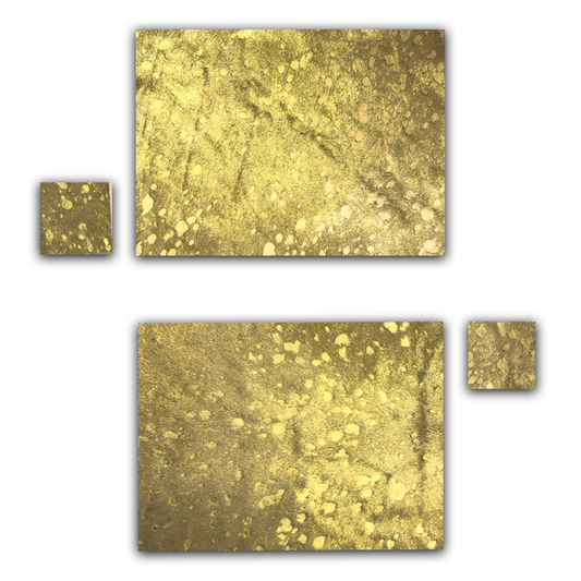 Echtes Kuhfell 2er-Platzset "Die luxeriöse  Schönheit" Tischset handgefertigt geruchsneutral Esstisch, modern gold metallic sparkle 40x30cm