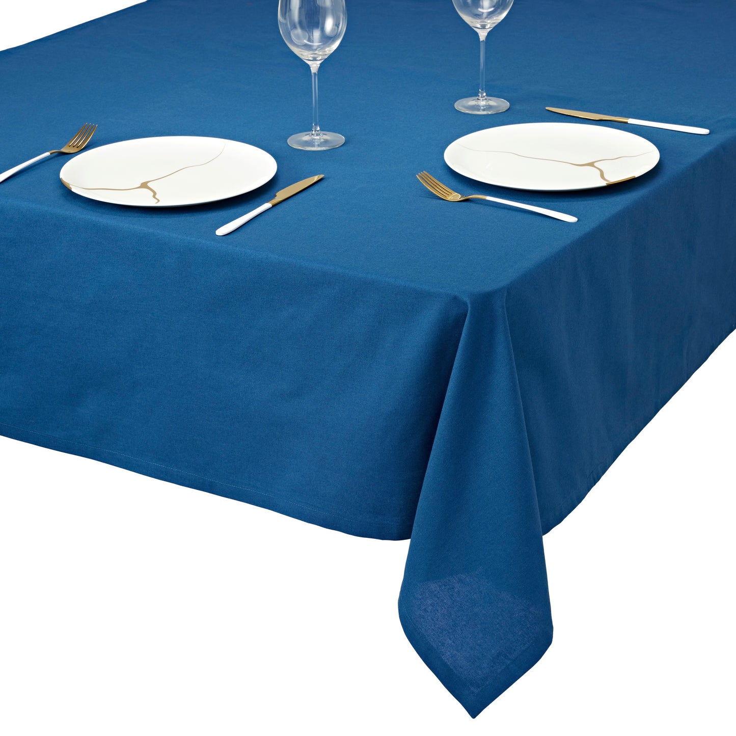 Tischdecke aus 100% Baumwolle, beste Qualität in modernem Design, Tischtuch  Maritim-Hanseatischer Look, faltenfreies Fallen (140 x 180 cm / 140 x 220 cm, blau)