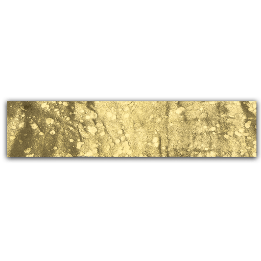 Eckiger Kuhfell-Tischläufer in gold metallic sparkle als Wohnakzent für Anrichte