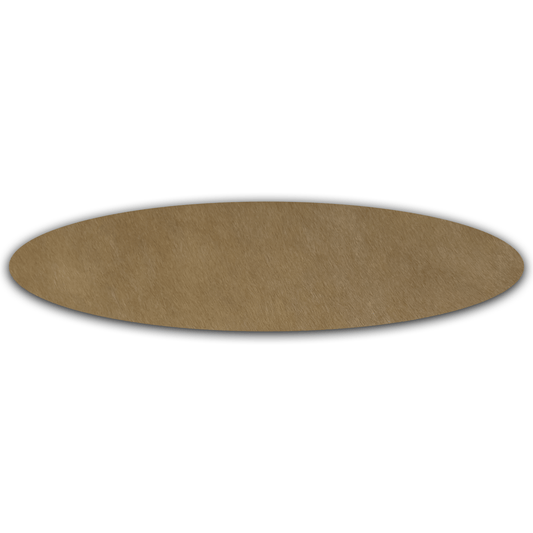 Echtfell-Tischläufer aus Kuhfell in ovaler Form in taupe-braun für stilvolle Möbeldekoration