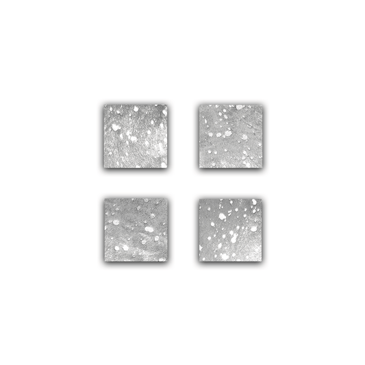 Echte Kuhfell Glasuntersetzer " Die glänzende Schönheit" edel schlicht, pflegeleicht, modern silber sparkle metallic 10x10cm - unendlich - schoen