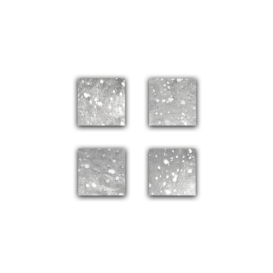 Echte Kuhfell Glasuntersetzer " Die glänzende Schönheit" edel schlicht, pflegeleicht, modern silber sparkle metallic 10x10cm - unendlich - schoen