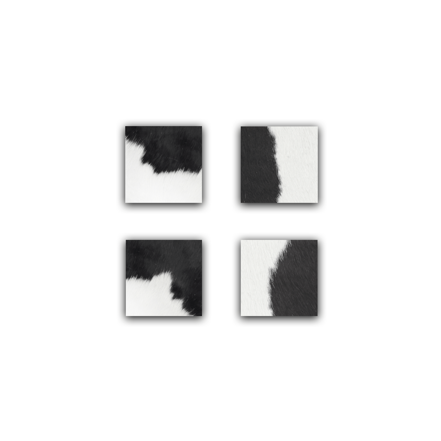 Echte Kuhfell Glasuntersetzer " Die klassische Schönheit" edel schlicht, pflegeleicht, modern schwarz weiss 10x10cm - unendlich - schoen