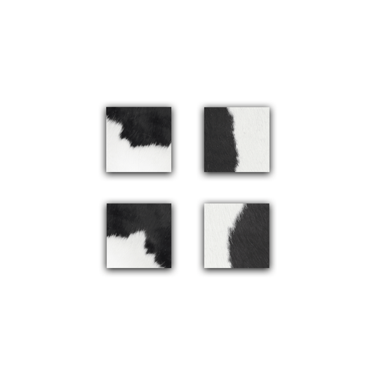 Echte Kuhfell Glasuntersetzer " Die klassische Schönheit" edel schlicht, pflegeleicht, modern schwarz weiss 10x10cm - unendlich - schoen