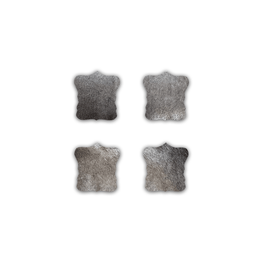 Echte Kuhfell Glasuntersetzer " Die moderne Schönheit" selten, edel schlicht, pflegeleicht, rustikal taupe grau 13cm Ø - unendlich - schoen
