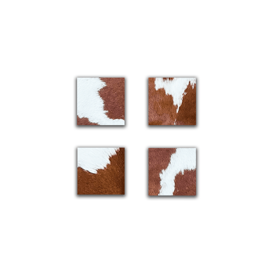 Echte Kuhfell Glasuntersetzer " Die rustikale Schönheit" edel schlicht, pflegeleicht, modern braun weiß 10x10cm - unendlich - schoen