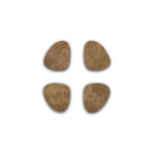Echte Kuhfell Glasuntersetzer " Die warme Schönheit" edel schlicht, pflegeleicht, oval taupe braun 11cm - unendlich - schoen