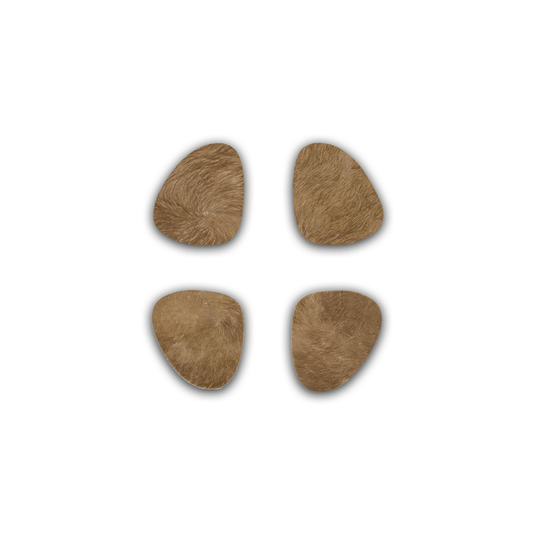 Echte Kuhfell Glasuntersetzer " Die warme Schönheit" edel schlicht, pflegeleicht, oval taupe braun 11cm - unendlich - schoen