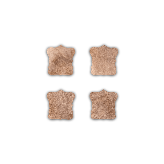 Echte Kuhfell Glasuntersetzer " Die warme Schönheit" selten, edel schlicht, pflegeleicht, rustikal taupe braun 13cm Ø - unendlich - schoen