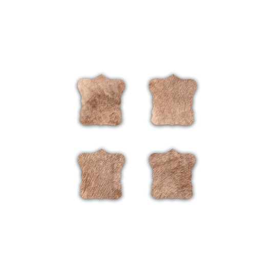 Echte Kuhfell Glasuntersetzer " Die warme Schönheit" selten, edel schlicht, pflegeleicht, rustikal taupe braun 13cm Ø - unendlich - schoen