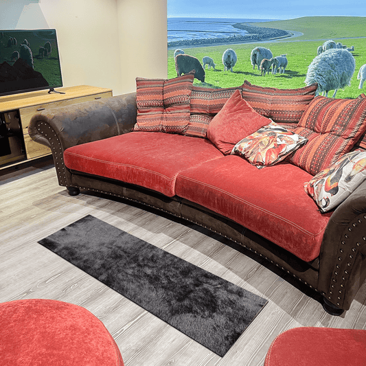 Echter Kuhfell Teppich gerade klein "Die schlichte Schönheit" Läufer für Wohnzimmer Flur Eingangsbereich, Rinderfell für kleinere Flächen, modern schwarz 150cmx46cm / 120x40cm - unendlich - schoen