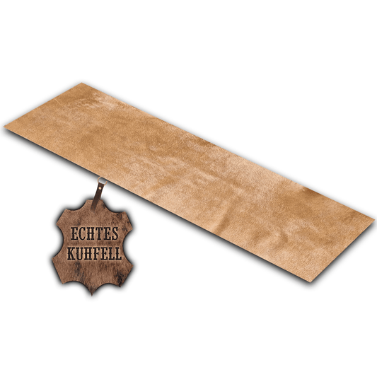 Echter Kuhfell Teppich gerade klein "Nordische Schönheit" Läufer für Wohnzimmer Flur Eingangsbereich, Rinderfell für kleinere Flächen, modern champagner blond 150x46cm / 120x40cm - unendlich - schoen