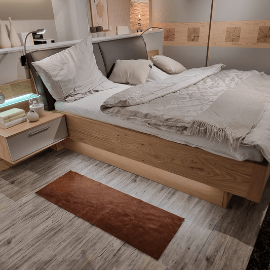 Echter Kuhfell Teppich gerade klein"Die natürliche Schönheit" Läufer für Wohnzimmer Flur Eingangsbereich, Rinderfell für kleinere Flächen, modern rot braun 150x46 / 120x40cm - unendlich - schoen