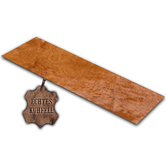 Echter Kuhfell Teppich gerade klein"Die natürliche Schönheit" Läufer für Wohnzimmer Flur Eingangsbereich, Rinderfell für kleinere Flächen, modern rot braun 150x46 / 120x40cm - unendlich - schoen