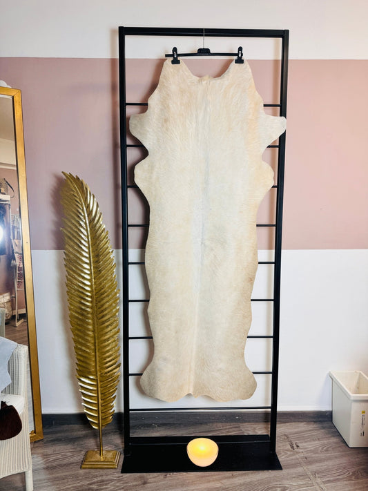 Echter Kuhfell Teppich klei "Die klare Schönheit" Läufer für Wohnzimmer Flur Eingangsbereich, Rinderfell für kleinere Flächen, rustikal chrystal weiss 160x70cm / 120x55cm - unendlich - schoen