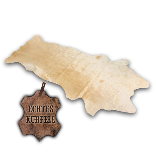 Echter Kuhfell Teppich klei "Die klare Schönheit" Läufer für Wohnzimmer Flur Eingangsbereich, Rinderfell für kleinere Flächen, rustikal chrystal weiss 160x70cm / 120x55cm - unendlich - schoen