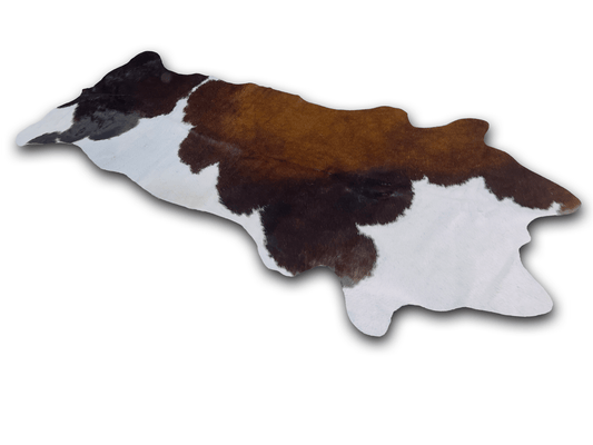 Echter Kuhfell Teppich klein, "Die wandelbare Schönheit" Handmade in Germany, Läufer für Wohnzimmer Flur Eingangsbereich, Rinderfell für kleinere Flächen Weiss Tricolore 160x70cm / 120x55 cm - unendlich - schoen