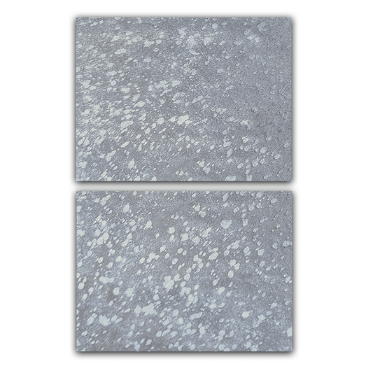 Echtes Kuhfell 2er - Platzset "Die glänzende Schönheit" Tischset handgefertigt geruchsneutral Esstisch, modern silber metallic sparkle 40x30cm - unendlich - schoen