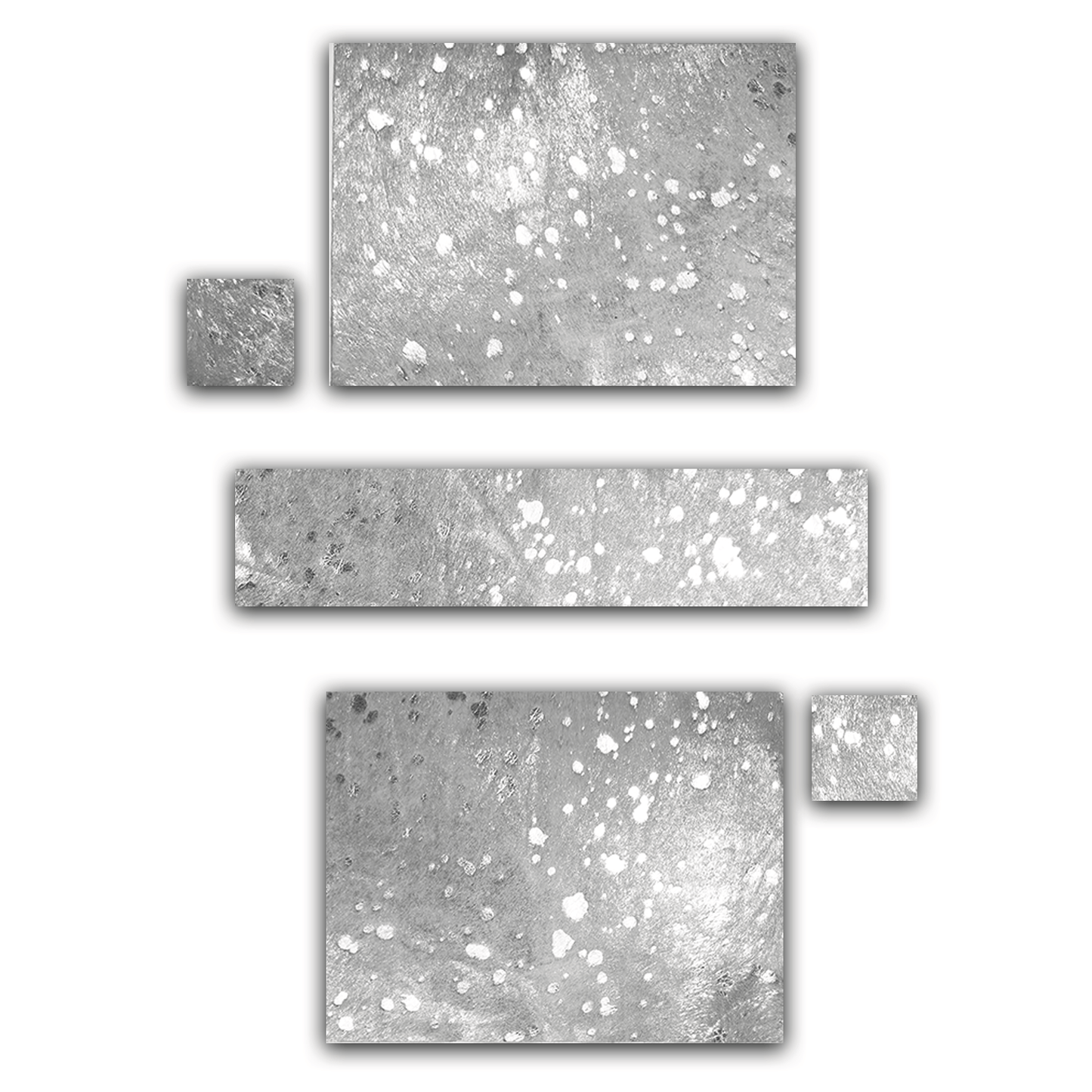Echtes Kuhfell 2er - Platzset "Die glänzende Schönheit" Tischset handgefertigt geruchsneutral Esstisch, modern silber metallic sparkle 40x30cm - unendlich - schoen