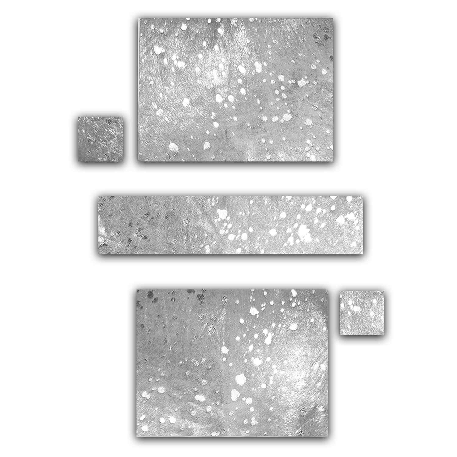 Echtes Kuhfell 2er - Platzset "Die glänzende Schönheit" Tischset handgefertigt geruchsneutral Esstisch, modern silber metallic sparkle 40x30cm - unendlich - schoen