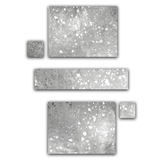 Echtes Kuhfell 2er - Platzset "Die glänzende Schönheit" Tischset handgefertigt geruchsneutral Esstisch, modern silber metallic sparkle 40x30cm - unendlich - schoen