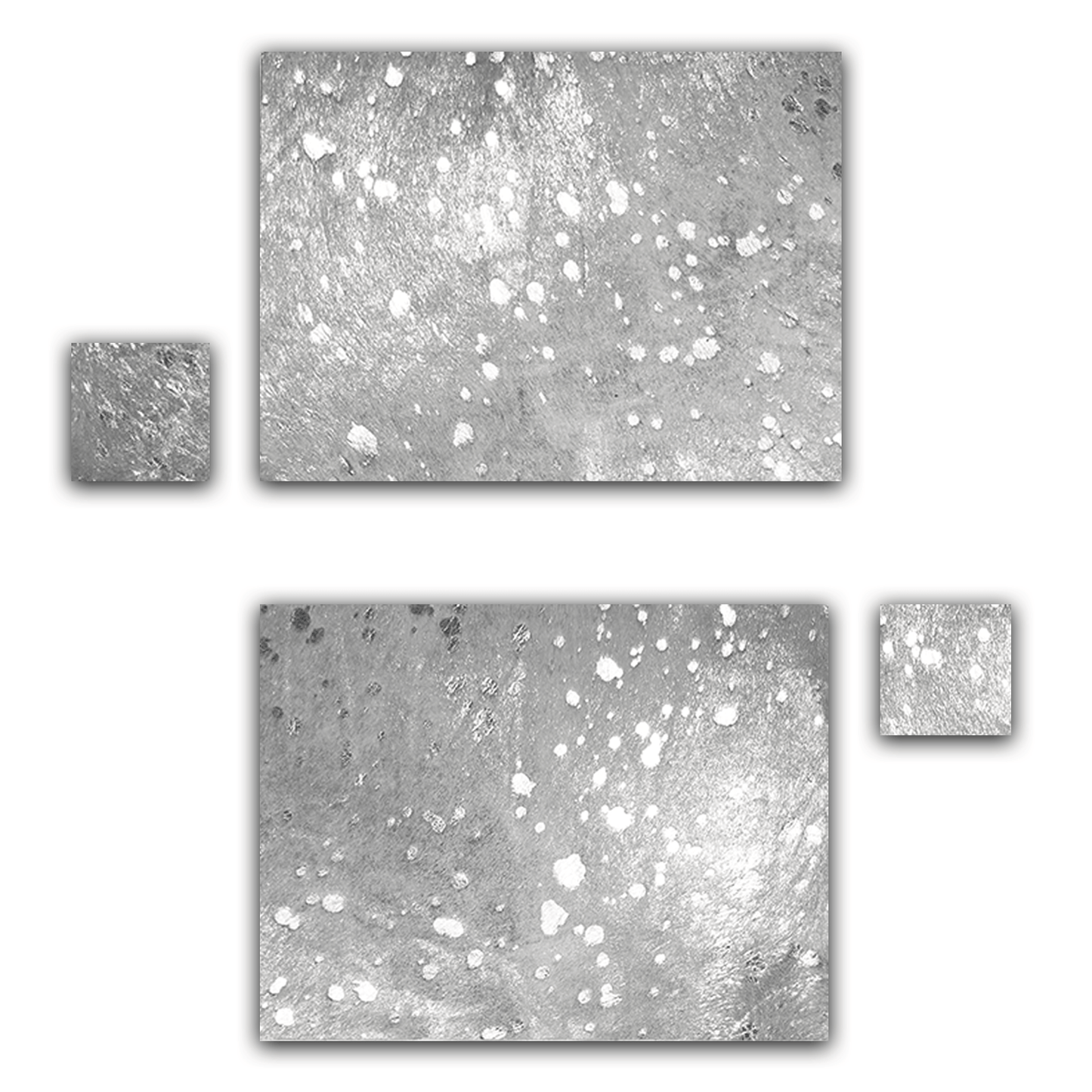 Echtes Kuhfell 2er - Platzset "Die glänzende Schönheit" Tischset handgefertigt geruchsneutral Esstisch, modern silber metallic sparkle 40x30cm - unendlich - schoen