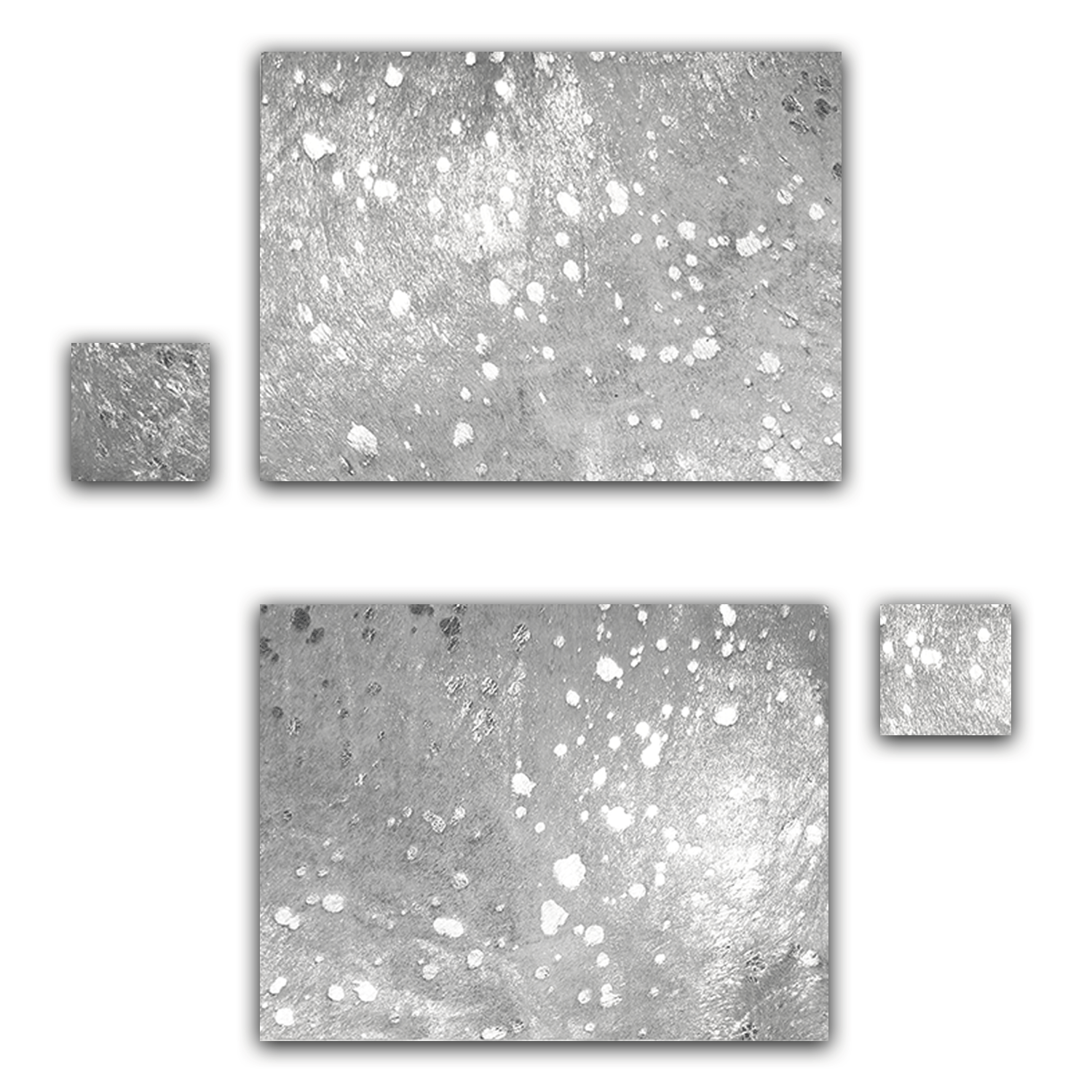 Echtes Kuhfell 2er - Platzset "Die glänzende Schönheit" Tischset handgefertigt geruchsneutral Esstisch, modern silber metallic sparkle 40x30cm - unendlich - schoen