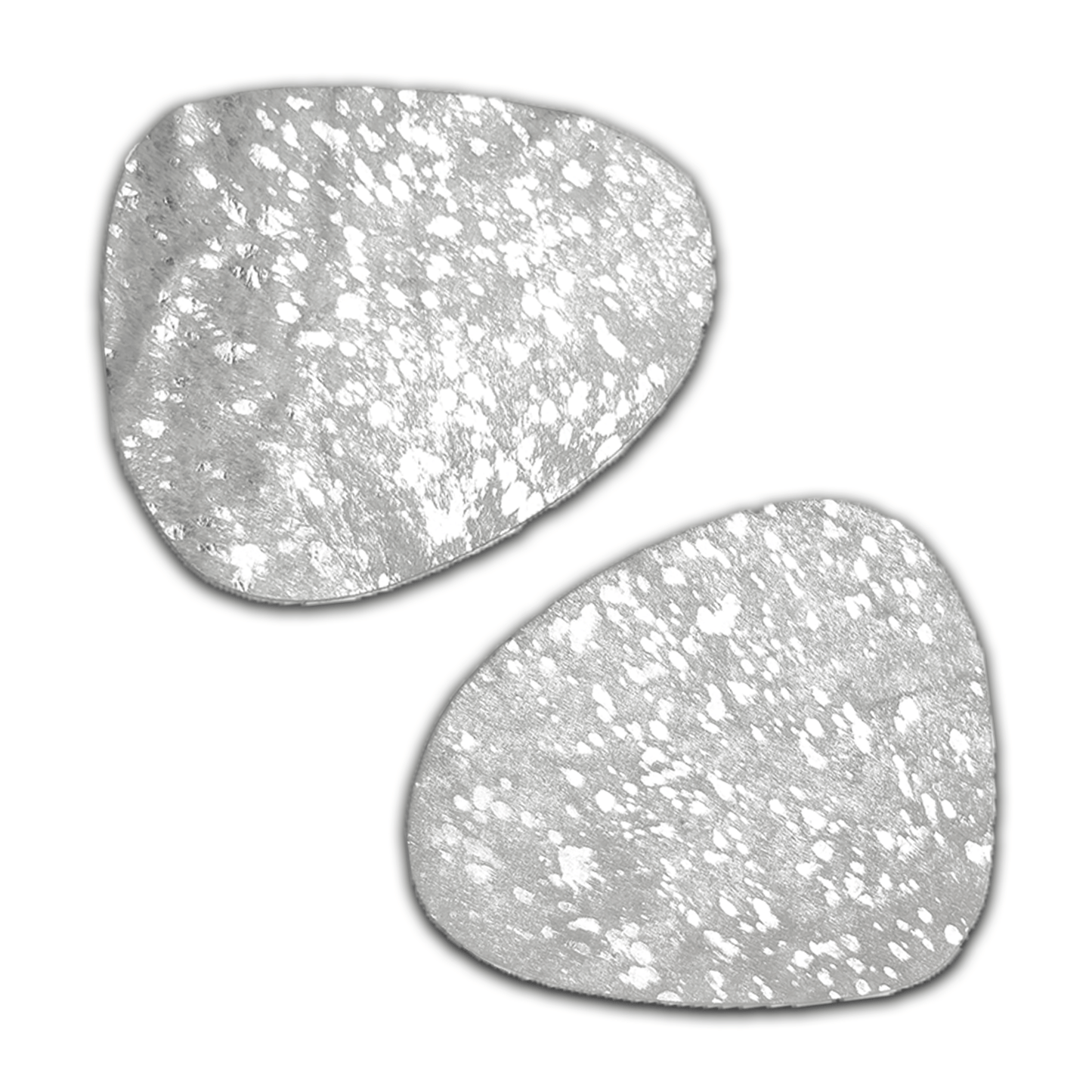 Echtes Kuhfell 2er - Platzset "Die glänzende Schönheit" Tischset handgefertigt geruchsneutral Esstisch, oval silber metallic sparkle 40x32cm - unendlich - schoen