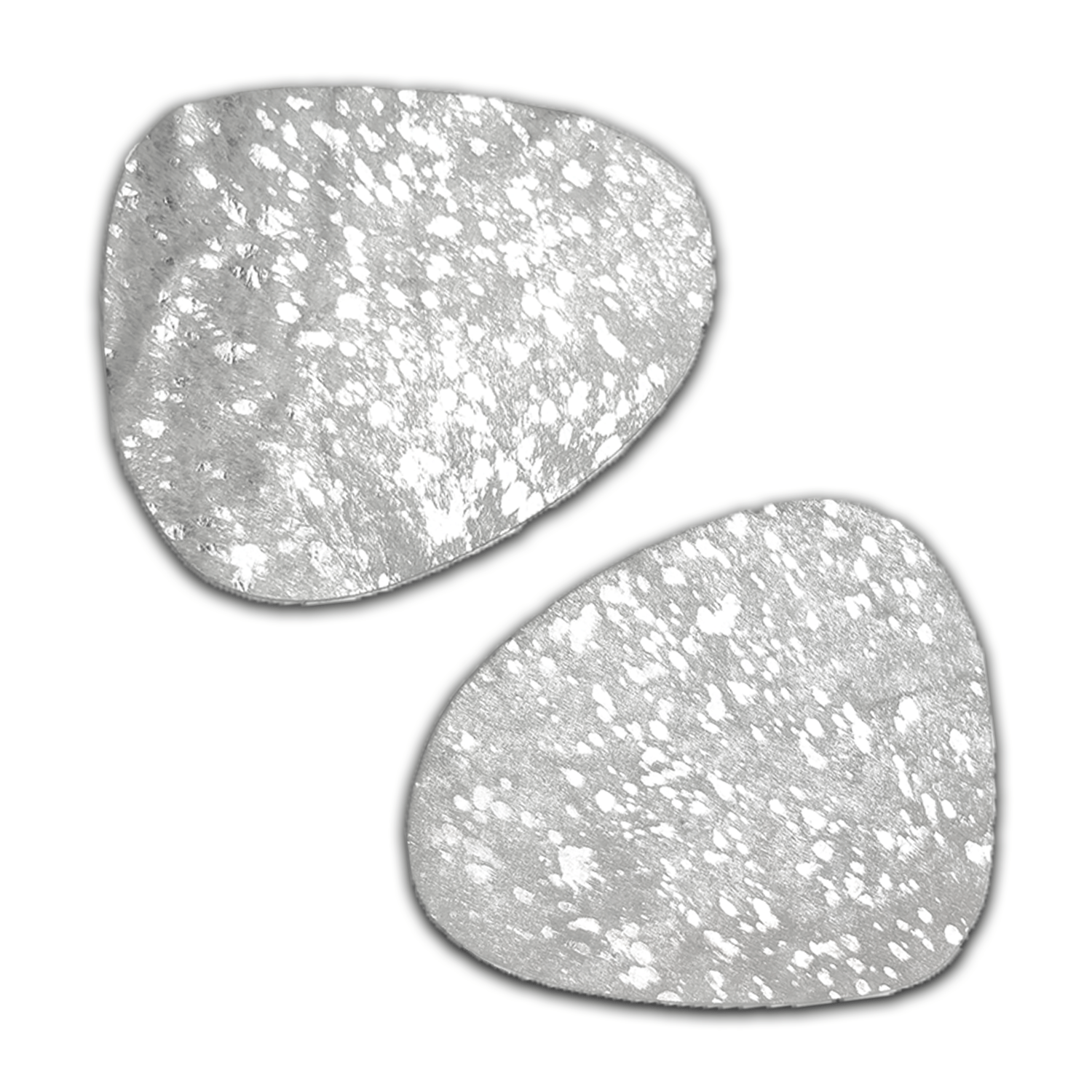 Echtes Kuhfell 2er - Platzset "Die glänzende Schönheit" Tischset handgefertigt geruchsneutral Esstisch, oval silber metallic sparkle 40x32cm - unendlich - schoen