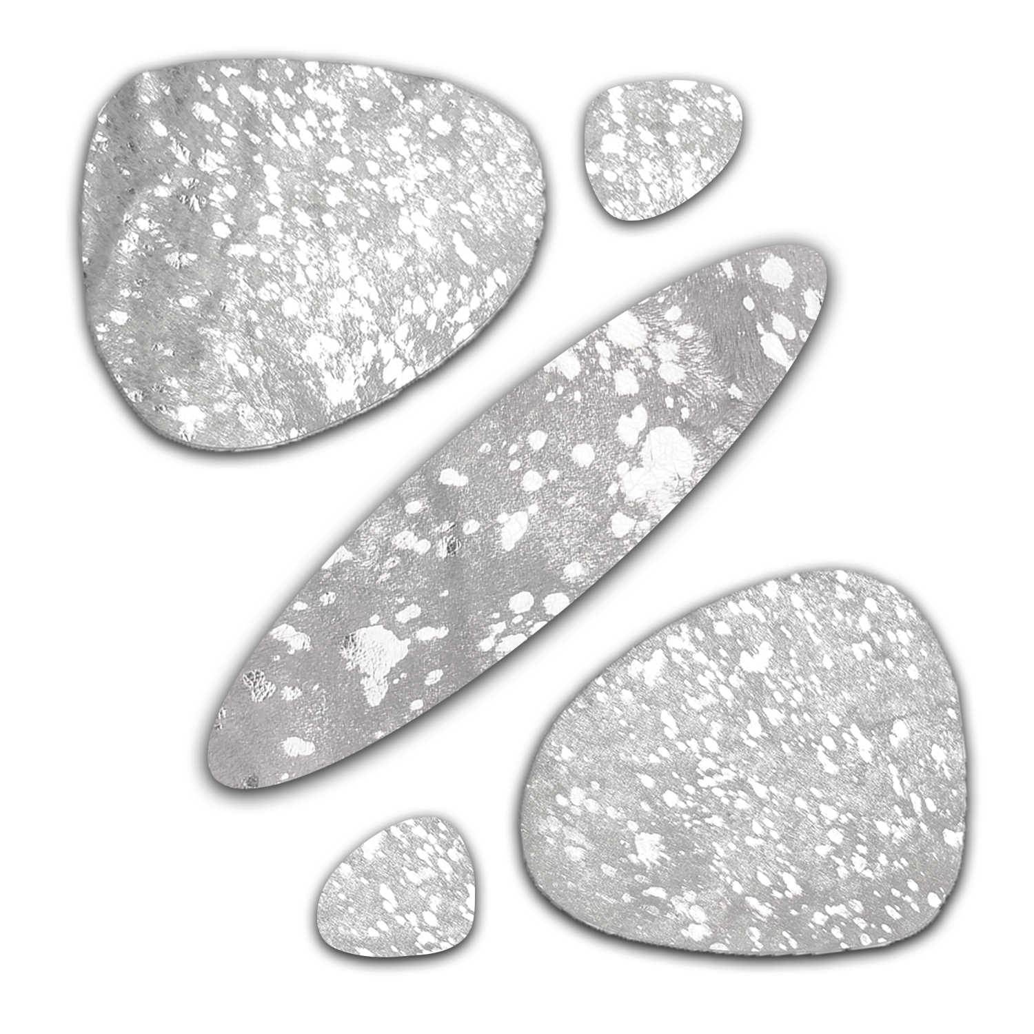 Echtes Kuhfell 2er - Platzset "Die glänzende Schönheit" Tischset handgefertigt geruchsneutral Esstisch, oval silber metallic sparkle 40x32cm - unendlich - schoen
