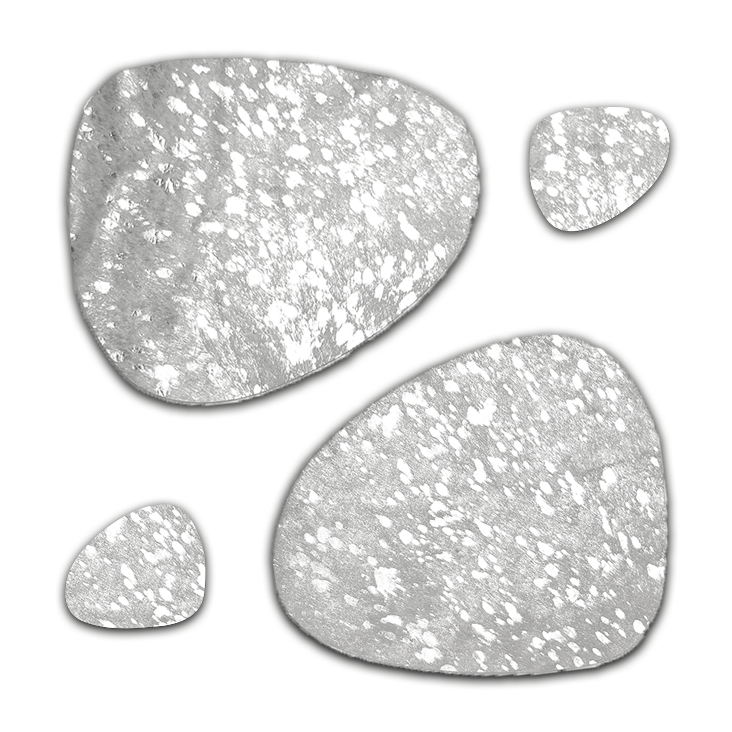 Echtes Kuhfell 2er - Platzset "Die glänzende Schönheit" Tischset handgefertigt geruchsneutral Esstisch, oval silber metallic sparkle 40x32cm - unendlich - schoen