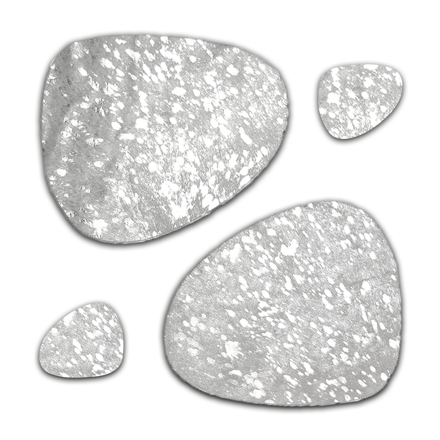 Echtes Kuhfell 2er - Platzset "Die glänzende Schönheit" Tischset handgefertigt geruchsneutral Esstisch, oval silber metallic sparkle 40x32cm - unendlich - schoen