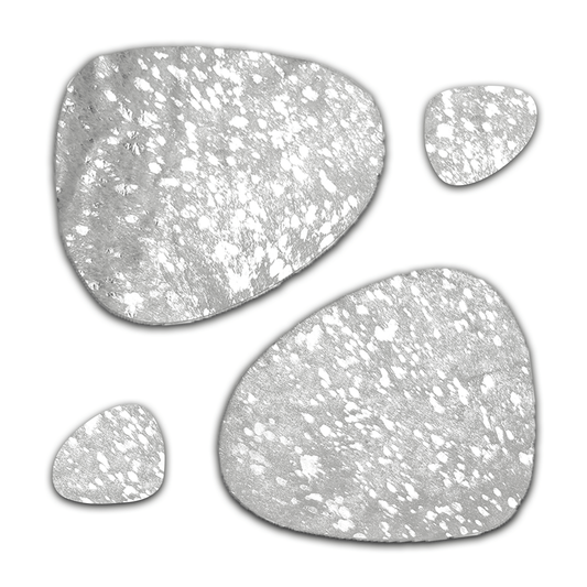 Echtes Kuhfell 2er - Platzset "Die glänzende Schönheit" Tischset handgefertigt geruchsneutral Esstisch, oval silber metallic sparkle 40x32cm - unendlich - schoen