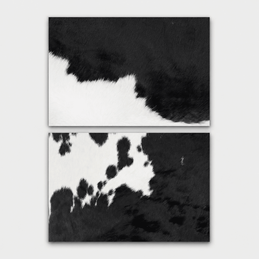 Echtes Kuhfell 2er - Platzset "Die klassische Schönheit" Tischset handgefertigt geruchsneutral Esstisch, modern schwarz/weiss 40x30cm - unendlich - schoen - Echte Kuhfelle, Platzsets & Tischläufer