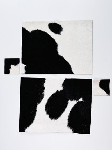 Echtes Kuhfell 2er - Platzset "Die klassische Schönheit" Tischset handgefertigt geruchsneutral Esstisch, modern schwarz/weiss 40x30cm - unendlich - schoen