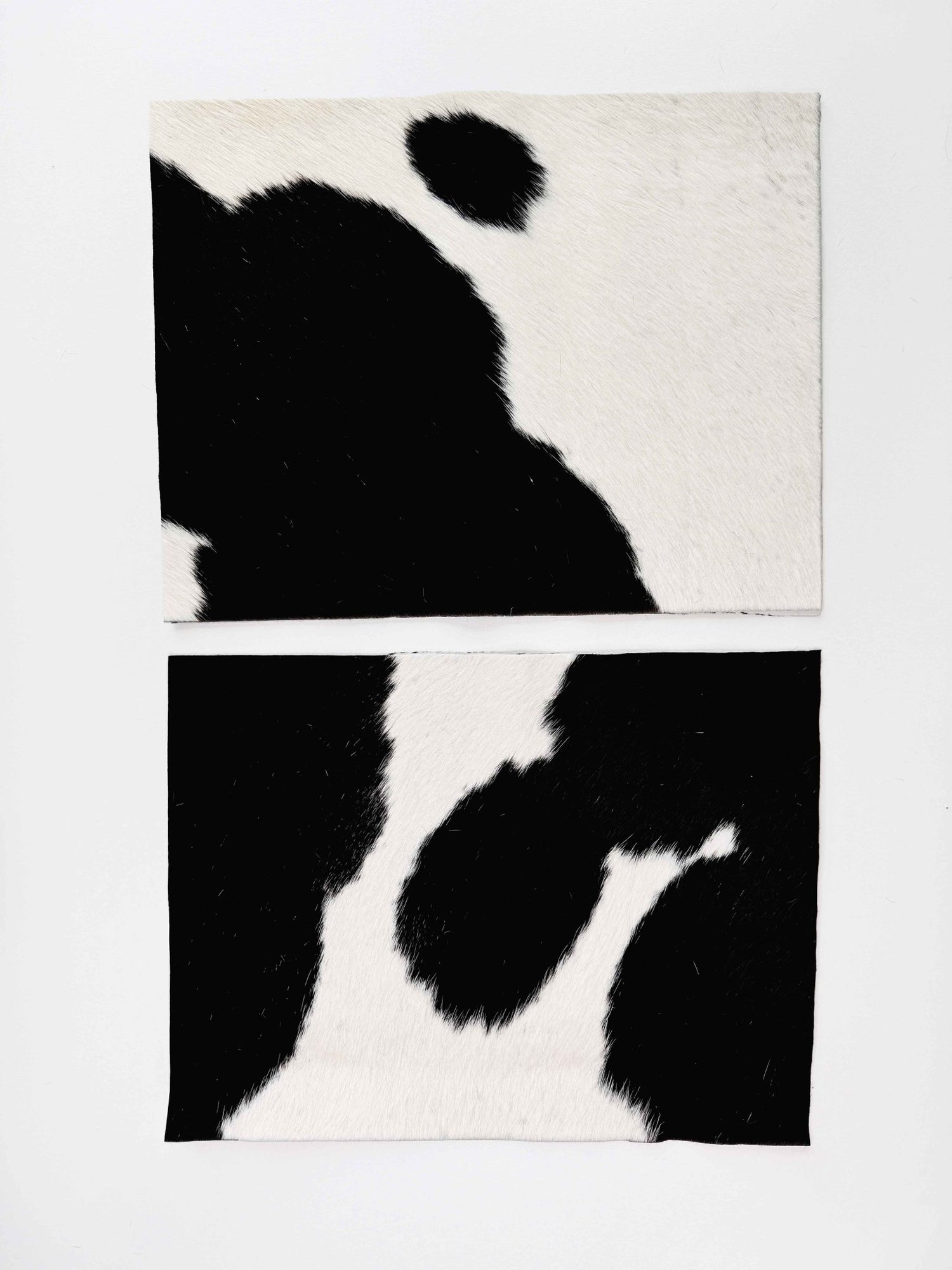 Echtes Kuhfell 2er - Platzset "Die klassische Schönheit" Tischset handgefertigt geruchsneutral Esstisch, modern schwarz/weiss 40x30cm - unendlich - schoen