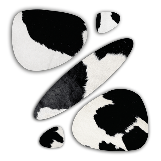 Echtes Kuhfell 2er - Platzset "Die klassische Schönheit" Tischset handgefertigt geruchsneutral Esstisch, oval schwarz/weiss 40x32cm - unendlich - schoen