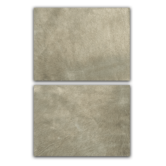 Echtes Kuhfell 2er - Platzset "Die moderne Schönheit" Tischset handgefertigt geruchsneutral Esstisch, modern taupe grau 40x30cm - unendlich - schoen